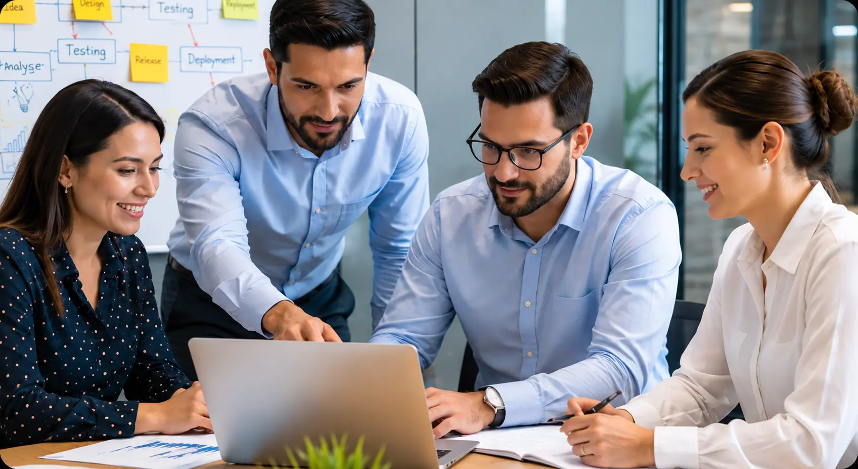 Team Collaboration on Laptop